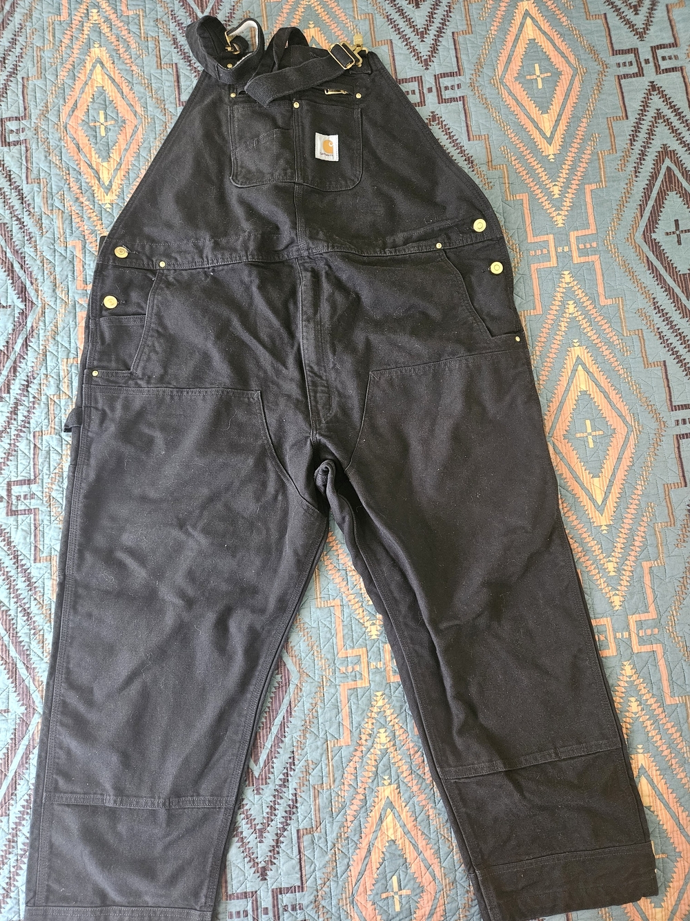 Carhartt Black  Duck Double Knee Bib Overalls.
